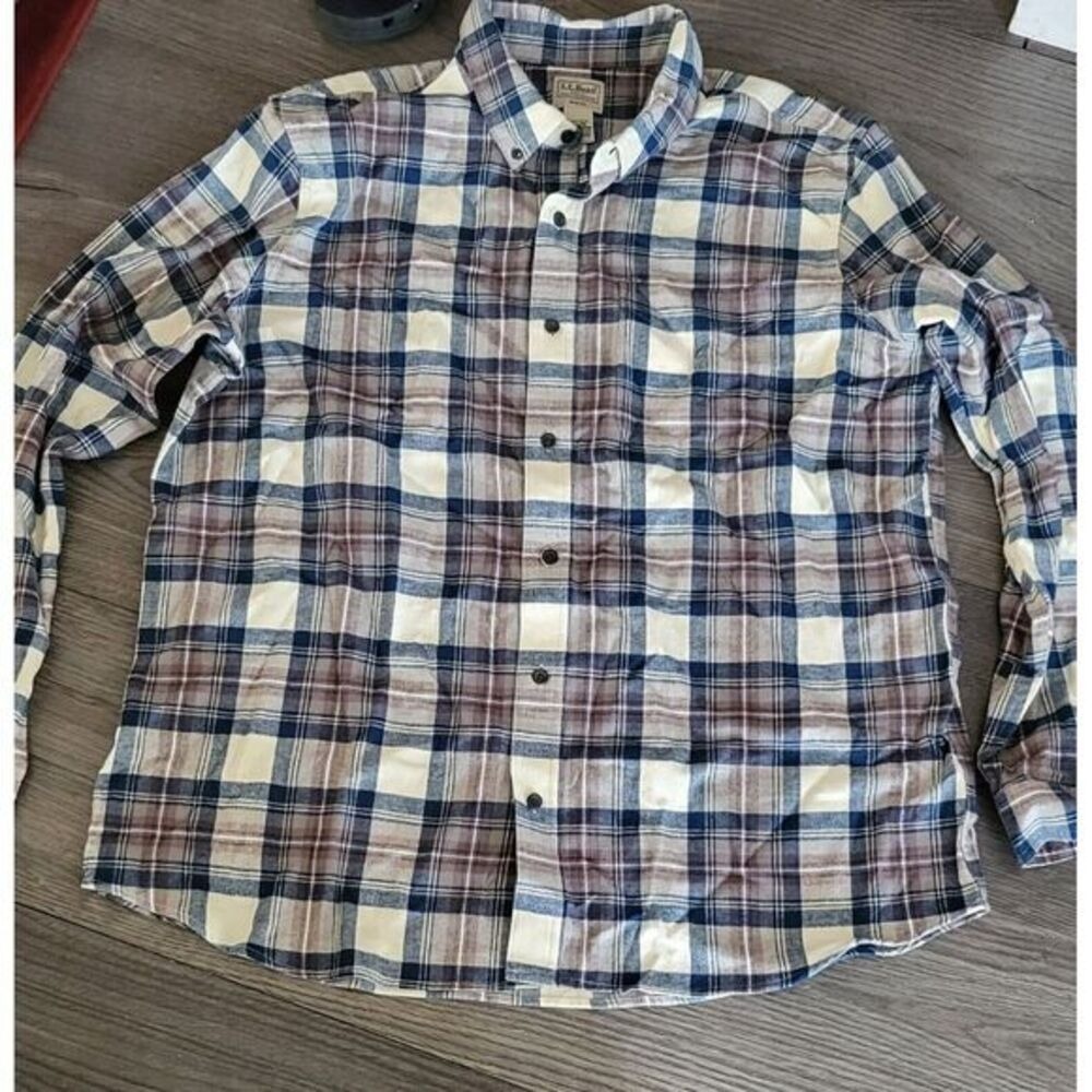 LL Bean Plaid Flannel Button Down Shirt XXL-Reg Gorpcore Cabin Outdoors.